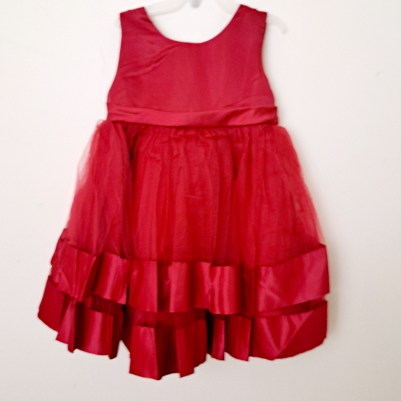 Girls Sleeveless Tulle Red Big Bow Decor Mesh Dress Size 5T - Picture 1 of 12